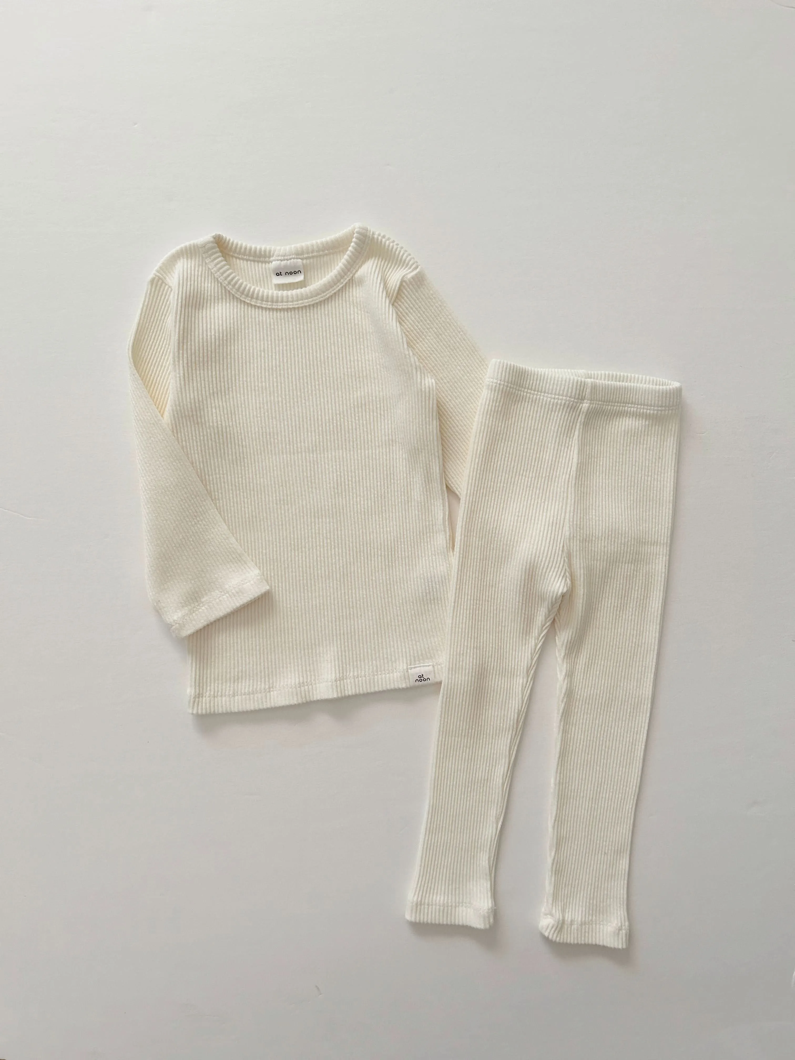 [At Noon Original Design] Kids Ribbed Long Sleeve Top and Leggings Set (6m-8y) - 5 Colors
