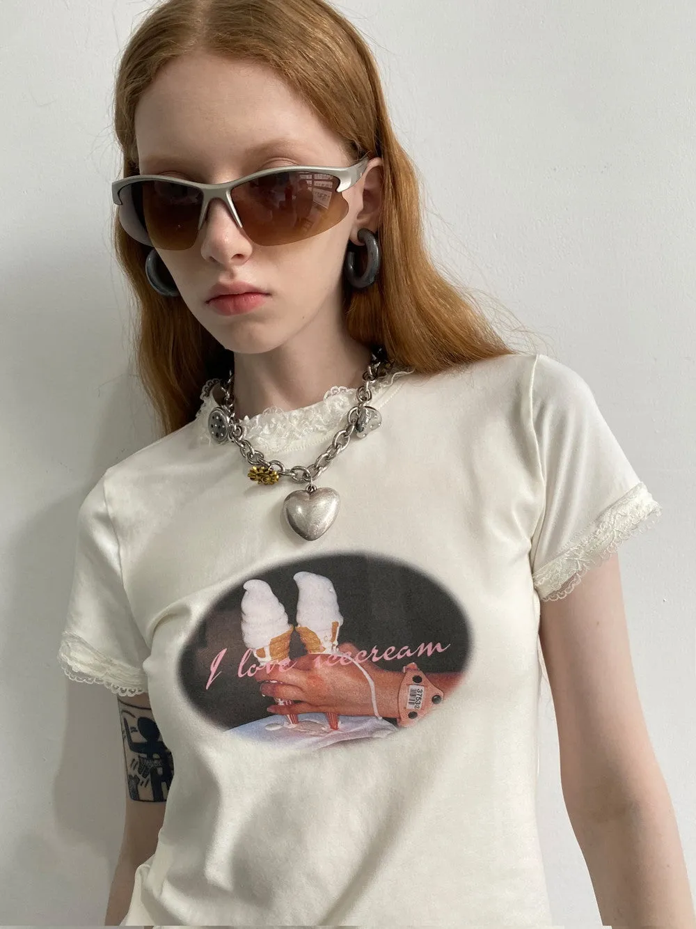 Casual Simple Retro Print-T-Shirt