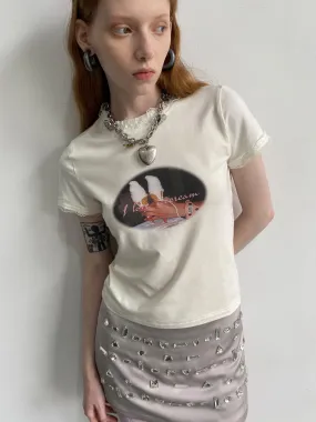 Casual Simple Retro Print-T-Shirt