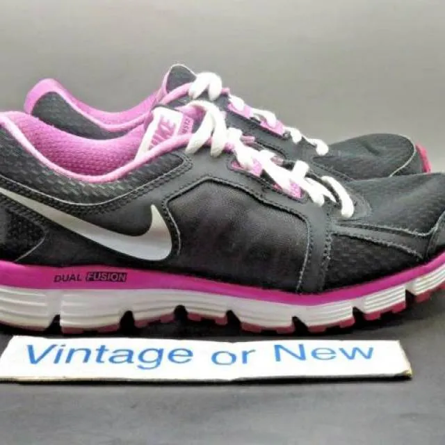 Girls' nike dual fusion st2 black white pink running shoes gs 456970-011 sz 5.5y