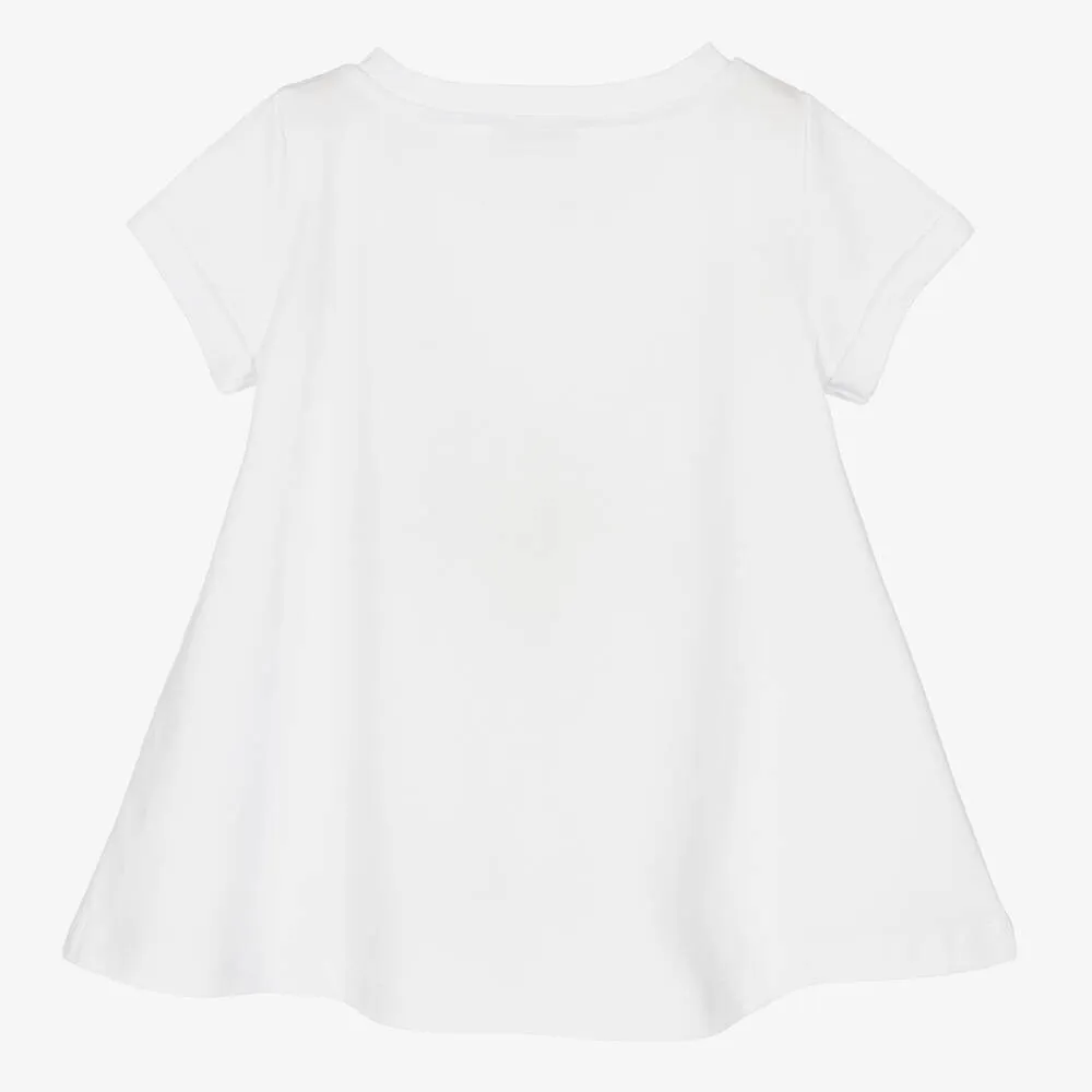 Girls White Cotton Disney T-Shirt
