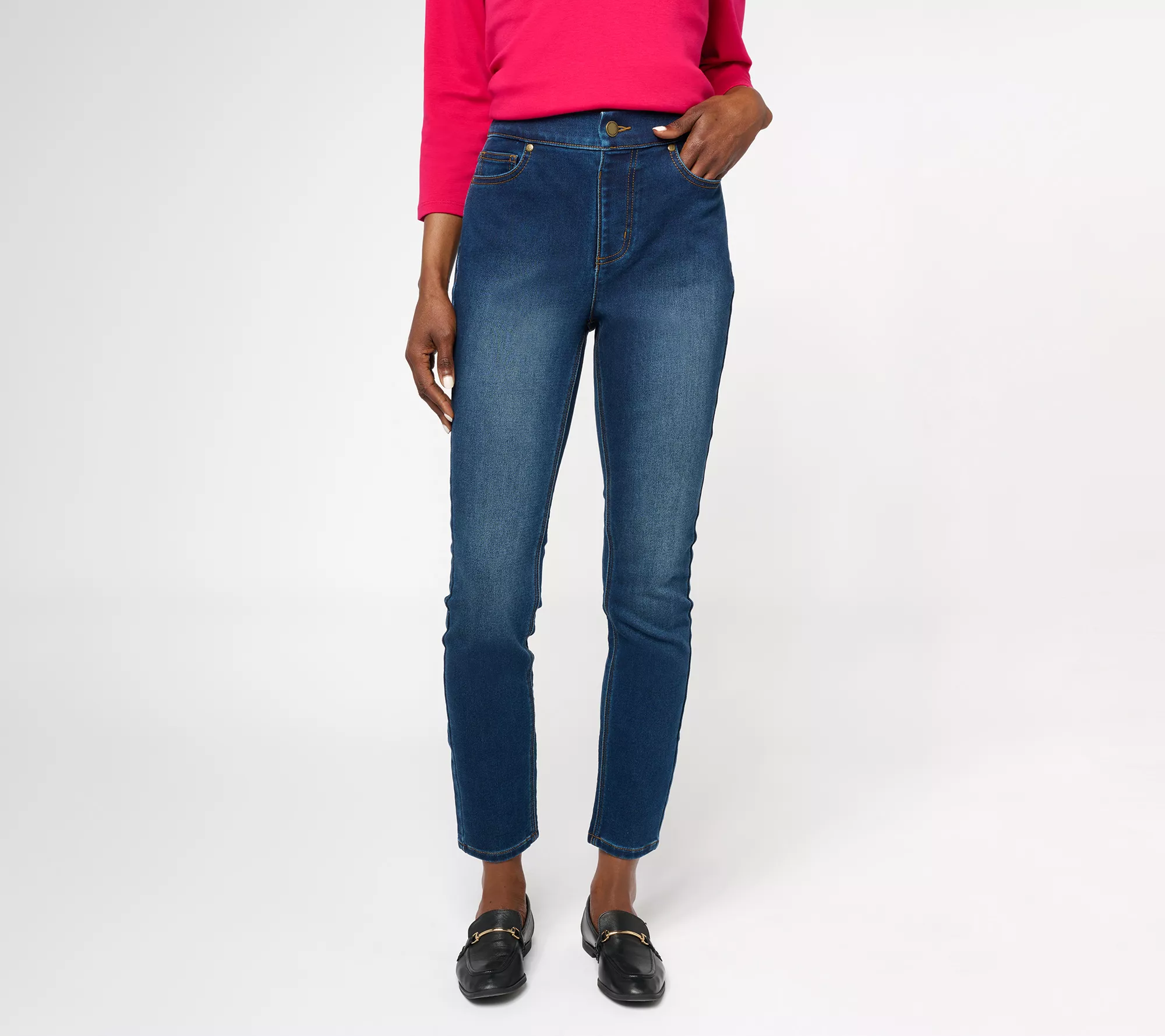 Isaac Mizrahi Live! Regular Indigo Divine Denim Pull On Slim Leg Jeans