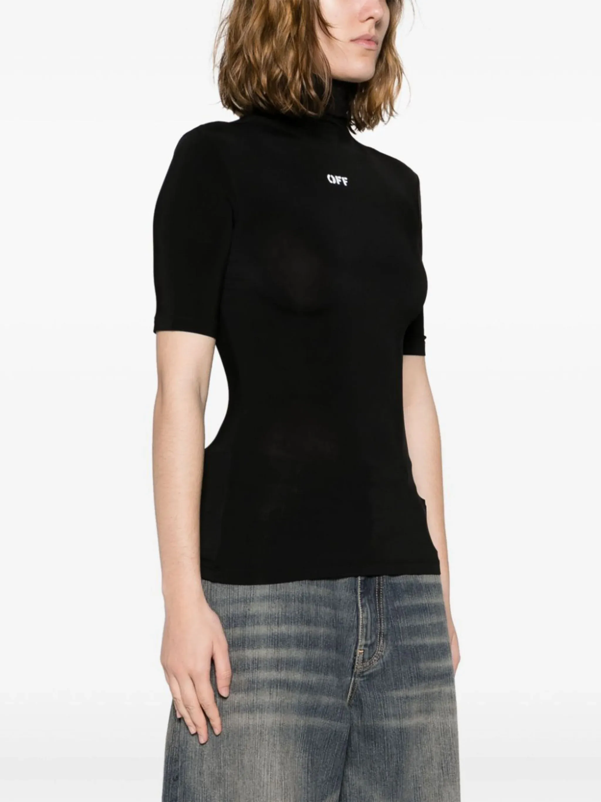 logo-print high-neck T-shirt
