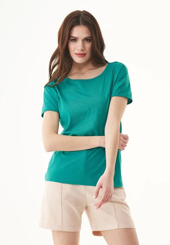 ORGANICATION T-Shirt With Embroidery Emerald