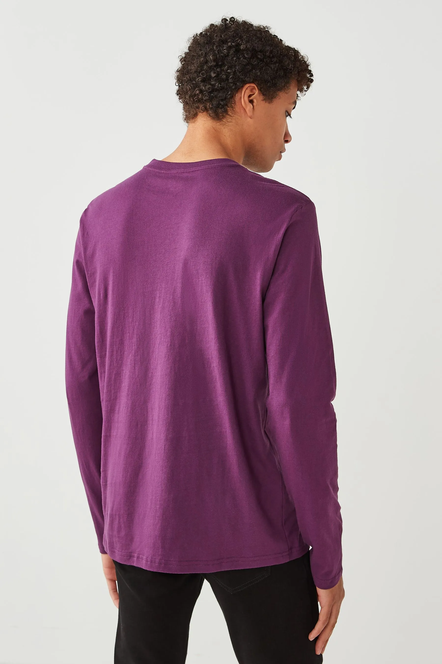 Purple Henley Long Sleeve T-Shirt