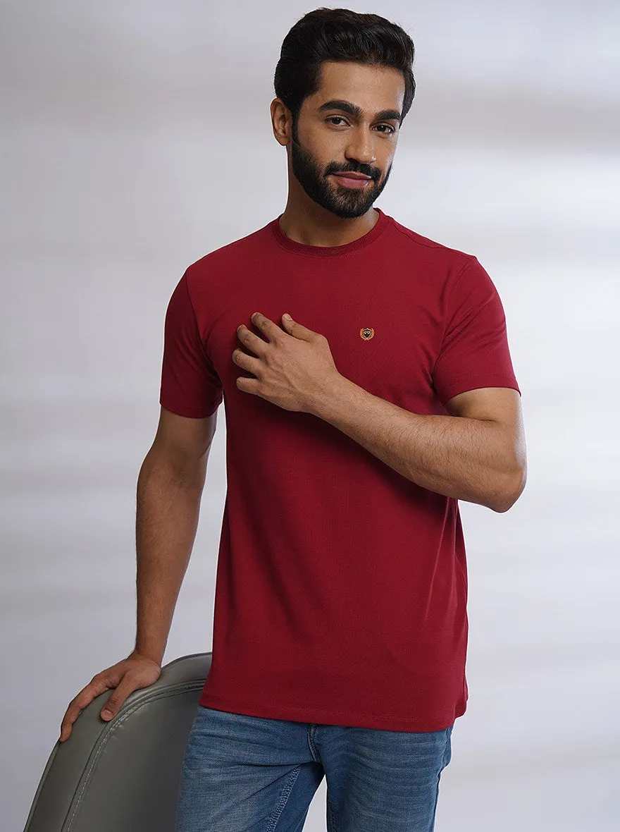 Red Solid Slim Fit T-Shirt | JadeBlue
