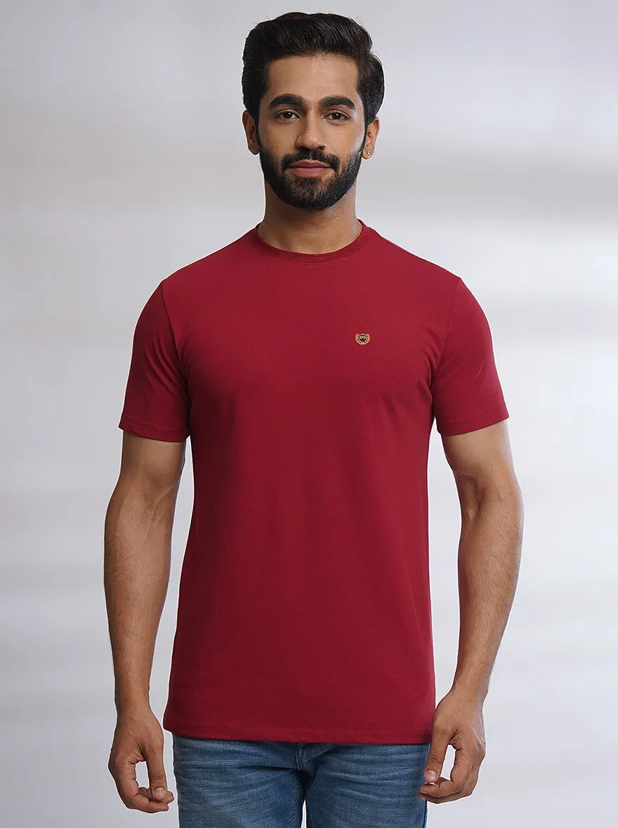 Red Solid Slim Fit T-Shirt | JadeBlue