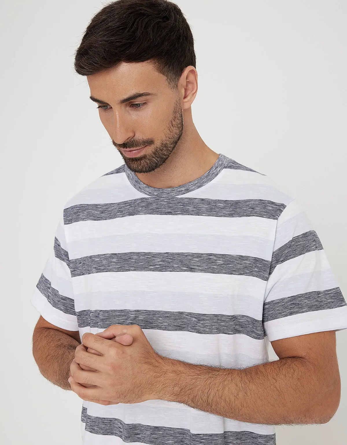 Short Sleeve Blue Cotton T-Shirt - Galizury