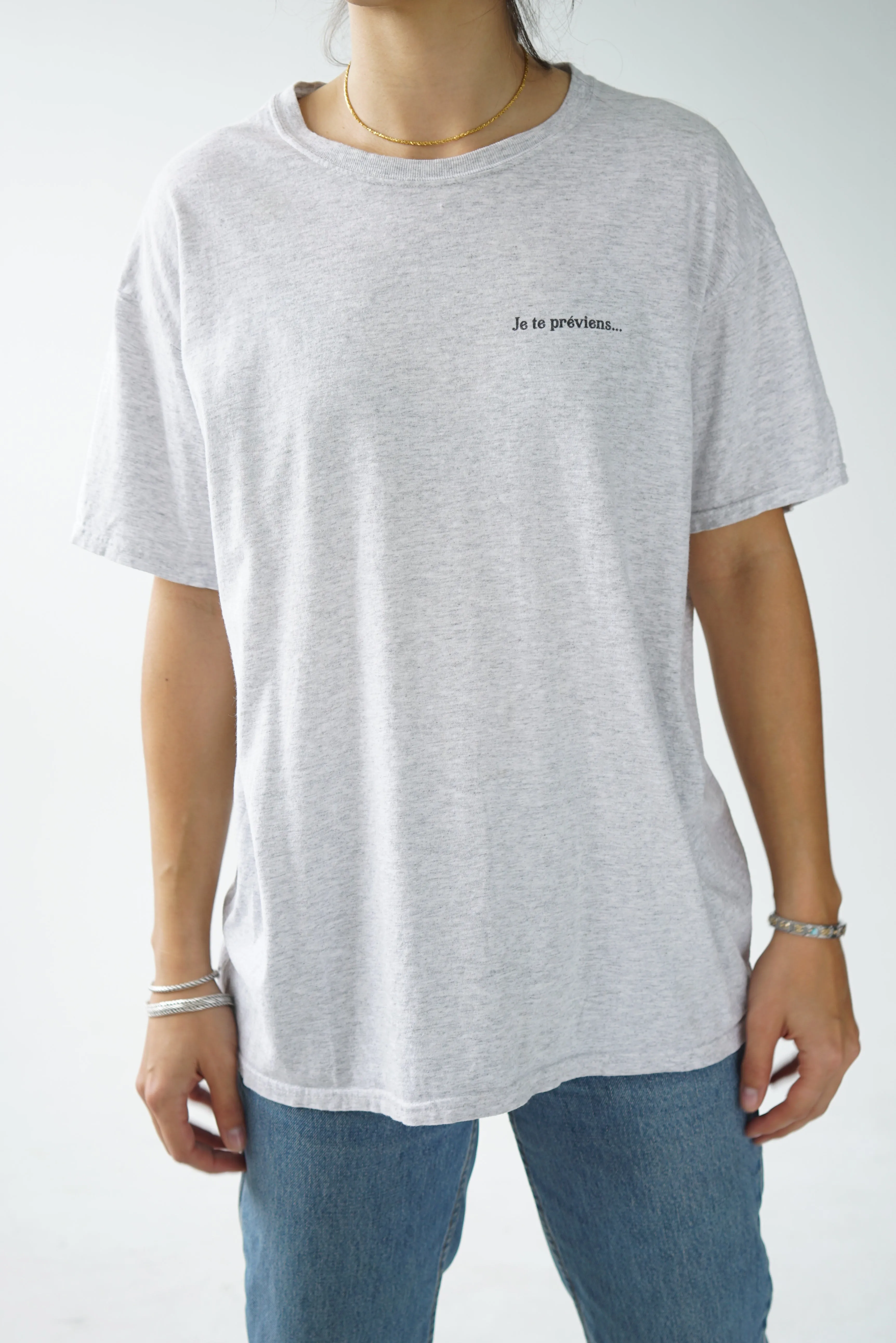 T-shirt gris Je te préviens..